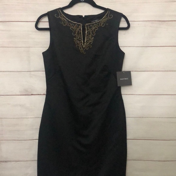 Ellen Tracy Black Sleeveless Dress with Embellishment Size 4 - Picture 1 of 4